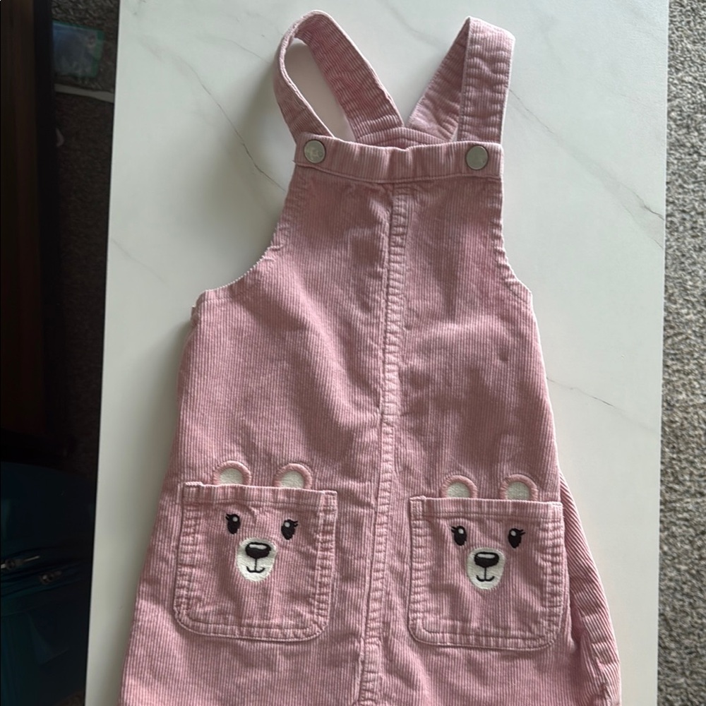 The Children's Place Pink Corduroy Overalls with Bear Details Size 4T